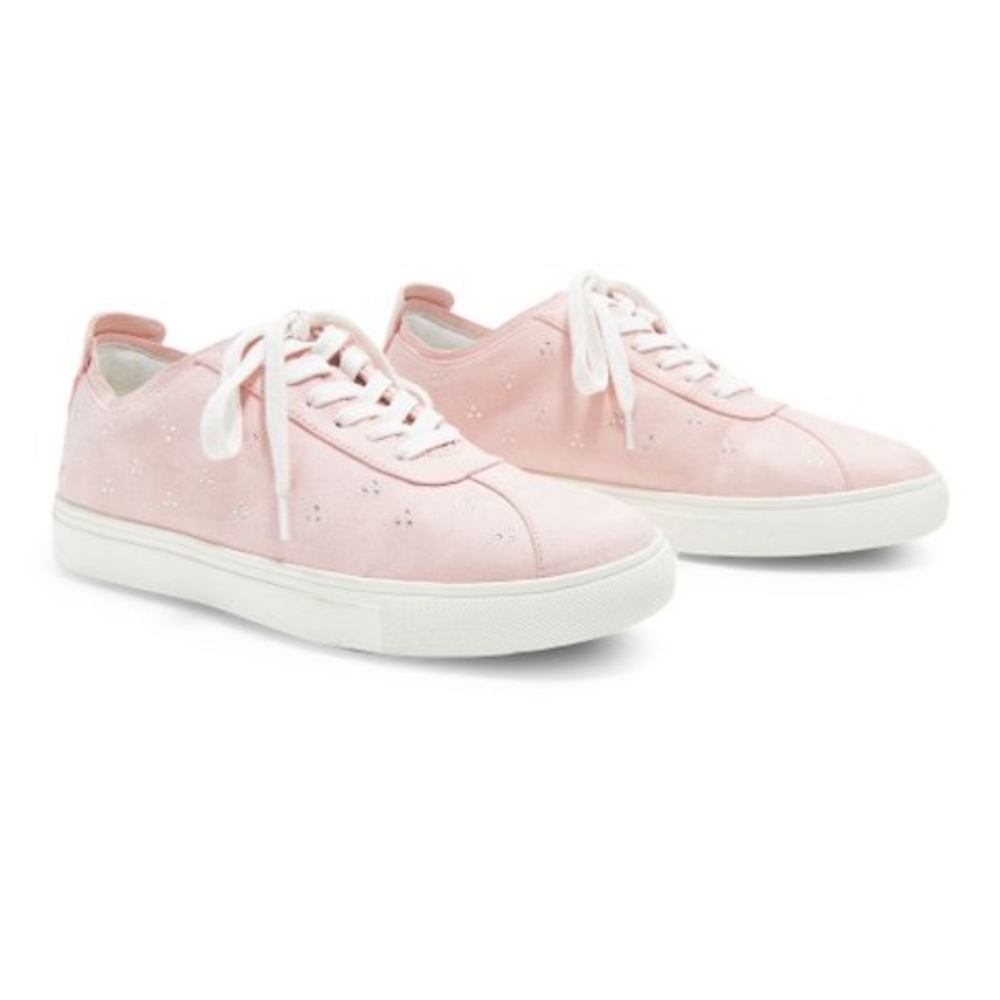 Isaac Mizrahi Faux Suede Fashion Sneaker Crystal Pink Size 7.5 M